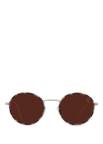 Daymoon White Brown Metal Unisex Sunglasses - 1