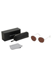Daymoon White Brown Metal Unisex Sunglasses - 3