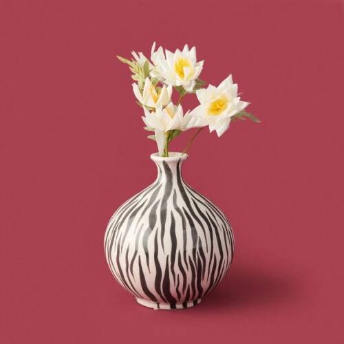 Deco Elegant Curves Vase - Black / White - 28 cm - 3