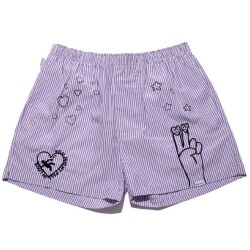 Embroidered Men's Home Shorts - Lilac - Vip Clothing