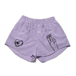 Embroidered Women's Home Shorts - Lilac - Luxury Clothing