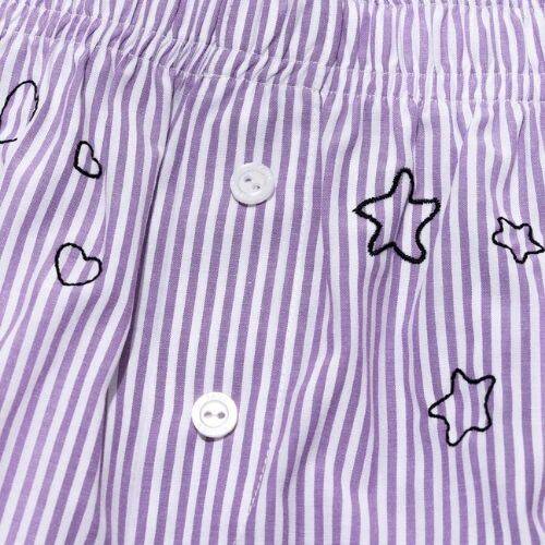Embroidered Women's Home Shorts - Lilac - 4