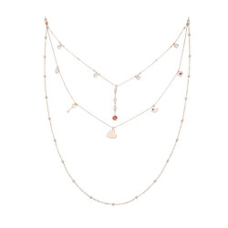 Biryole Stone Long Chain Silver Necklace - Vip Accessory