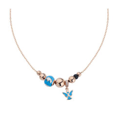 Enameled Silver Necklace With Angel Motif - Vip Accessory