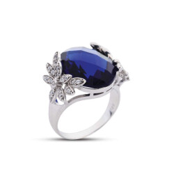 Flower Garden Blue Stone White Ring - Vip Accessory