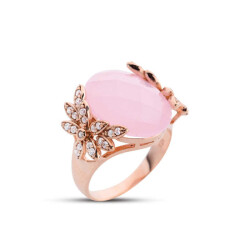 Flower Garden Pink Quartz Stone Rose Ring - Vip Accessory