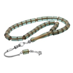 Green Amber Rosary With Silver Tassels - Vip Accessory