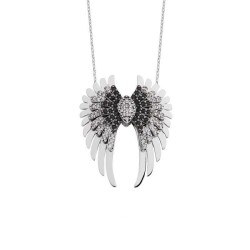Large Angel Wing Silver Necklace - Vip Accessory