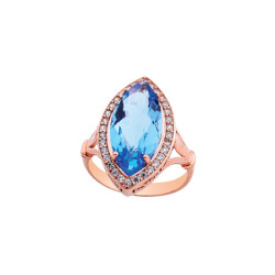 Marquise Blue Stone Silver Ring - Vip Accessory