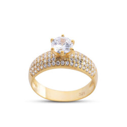 Micro Solitaire Gold Color Silver Ring - Vip Accessory