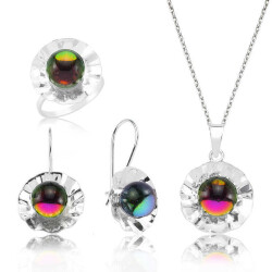 Silver Colorful Stone Women's Set - Vip Accessory