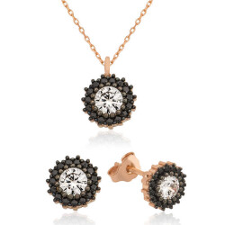 طقم سوليتير الزهرة الفضية للسيدات - ملحق لكبار الشخصيات