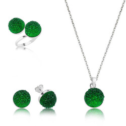 Silver Green Crystal Women's Set - Vip Accessory