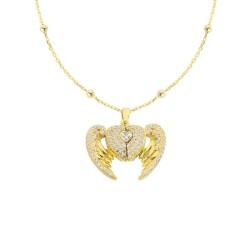 Silver Necklace With Angel Wings And Name Heart - Vip Accessory