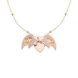 Silver Necklace With Angel Wings And Name Heart - Vip Accessory