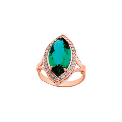 Silver Ring With Marquise Green Stone - Vip Accessory