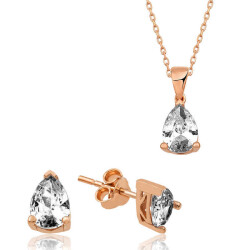 ​Silver Rose Drop Stone Double Set - Vip Accessory