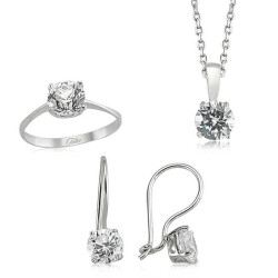 Silver Single Stone Women's Set - Vip Accessory