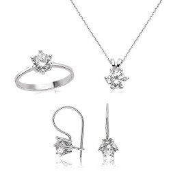 Silver Single Stone Women's Set - Vip Accessory