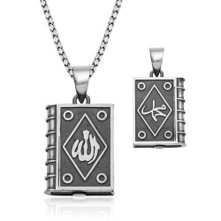 Silver Square Openable Allah Amulet Necklace - Vip Accessory