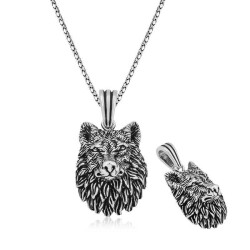 ​Silver Wolf Head Necklace - Vip Accessory