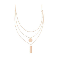 Three Chain Plate Silver Necklace - Vip Accessory