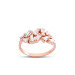 Trapezoidal Cut Asymmetric Rose Silver Ring - Vip Accessory