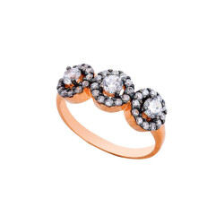 Tria Anturaj Diamond Mounted Silver Ring - Vip Accessory