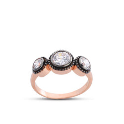 Tria Diamond Mounted Rose Silver Ring - Vip Accessory