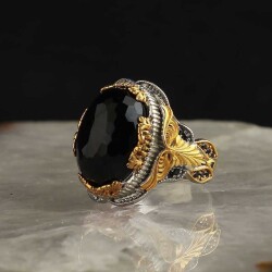 خاتم رجالي من الفضة الإسترليني عيار 925 مطلي بحجر الزركون والروديوم - ملحق لكبار الشخصيات