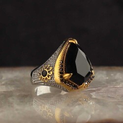 925 Sterling Silver Men's Ring With Rhodium Plated Zircon Stone - 2