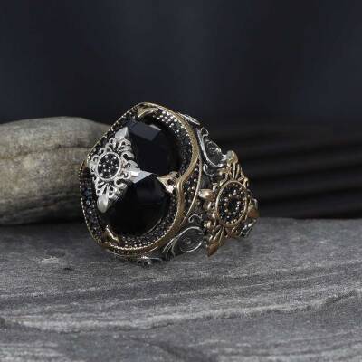 925 Sterling Silver Men's Ring With Zircon Stone - 1