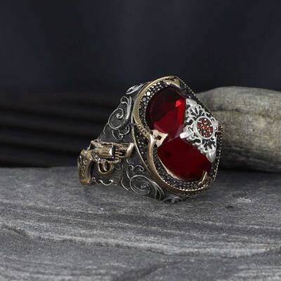 Armed Model Zircon Stone 925 Sterling Silver Men's Ring - 1