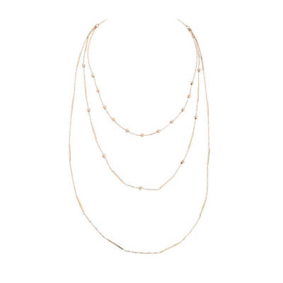 Bar Long Chain Silver Necklace - 1