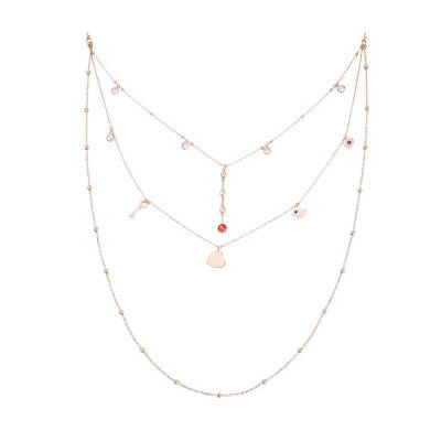 Biryole Stone Long Chain Silver Necklace - 1