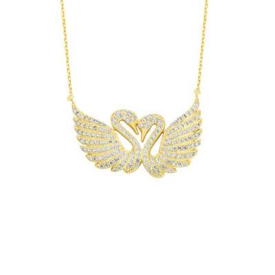 Double Swans Silver Necklace - 1