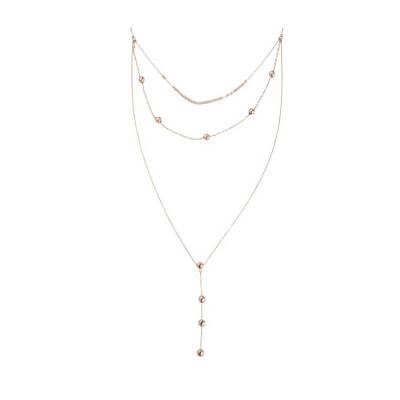 Long Chain Silver Necklace With Ball Pendant - 1