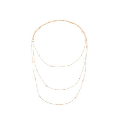 Three Wrap Zircon Stone Silver Necklace - 1