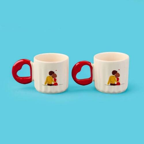 Evidea Kitchen Heart-Shaped 2-Piece Couple Mug Set - Colorful - 270 ml - 1