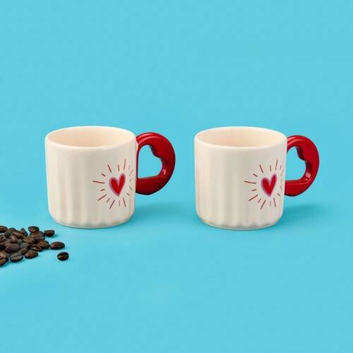 Evidea Kitchen Heart-Shaped 2-Piece Couple Mug Set - Colorful - 270 ml - 2