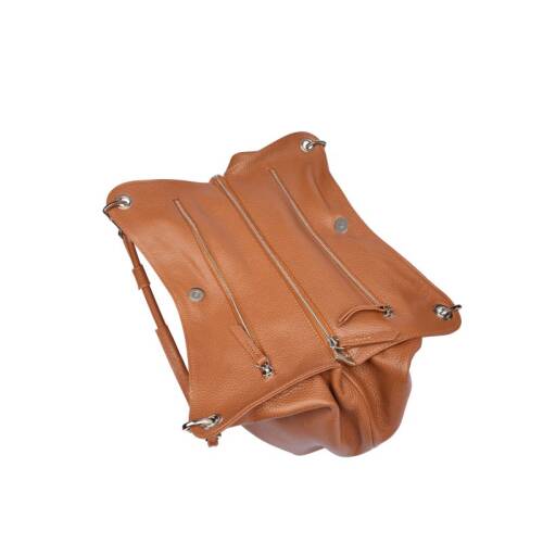 حقيبة كتف نسائية من الجلد الطبيعي من Guzini 6421 - بني فاتح - 2