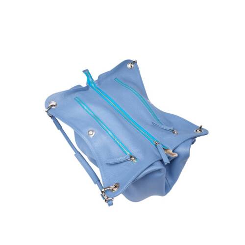 Guzini 6421 Women's Genuine Leather Shoulder Bag - Denim Blue - 2