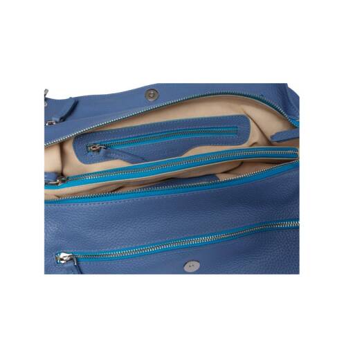 Guzini 6421 Women's Genuine Leather Shoulder Bag - Denim Blue - 3
