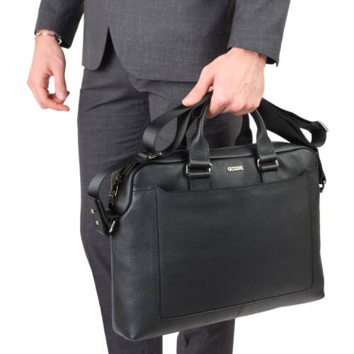Guzini 7644 Men's Genuine Leather Briefcase - Black - 5