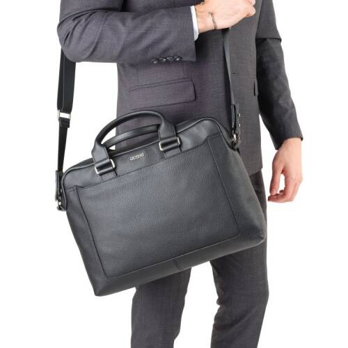 Guzini 7644 Men's Genuine Leather Briefcase - Black - 6
