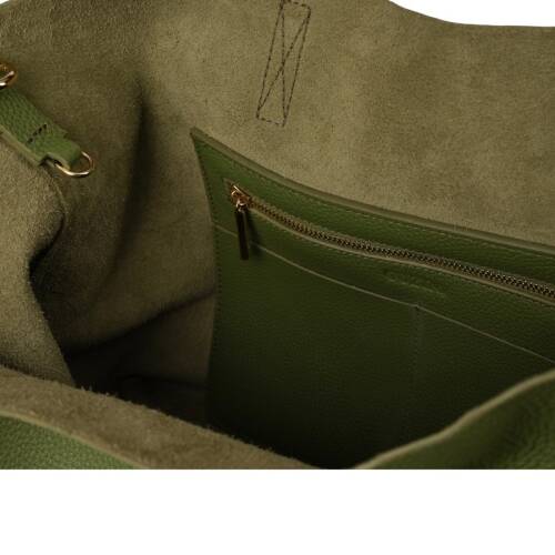 Guzini 7935 Women's Genuine Leather Shoulder Bag - Khaki - 5