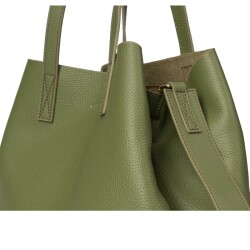 Guzini 7935 Women's Genuine Leather Shoulder Bag - Khaki - 6