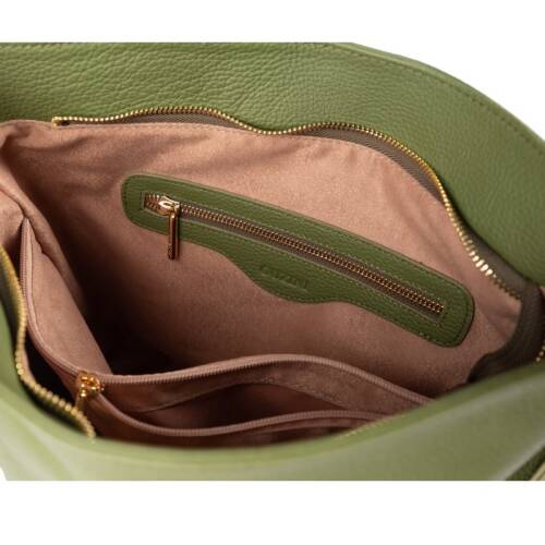 Guzini 7954 Women's Genuine Leather Shoulder Bag - Khaki - 3