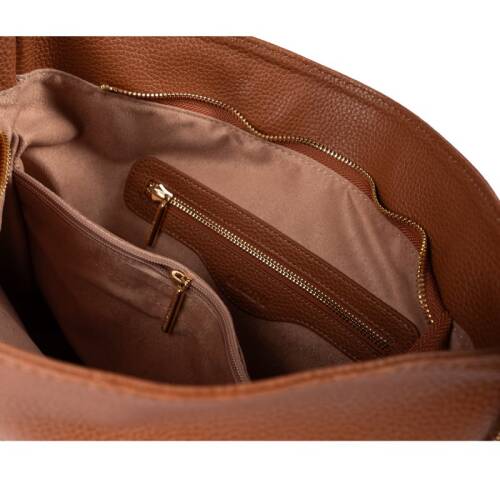 Guzini 7954 Women's Genuine Leather Shoulder Bag - Tan Brown - 3
