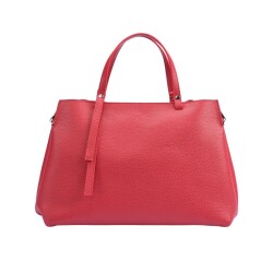 Guzini 8065 Women's Genuine Leather Handbag - Red - 4